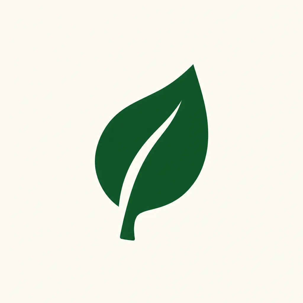 Logótipo de exemplo: uma folha verde num quadrado claro
